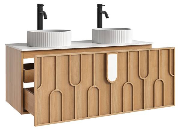 Doppelwaschtisch MERKAN Braun - Holz teilmassiv - 120 x 49 x 50 cm