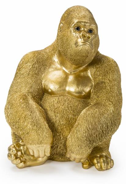 Deko Figur Monkey Gorilla Side Gold - Polyresin - 30 x 39 x 28 cm