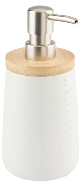 Seifenspender EDNA Beige - Weiß - Keramik - Holzwerkstoff - Kunststoff - 1 x 1 x 9 cm