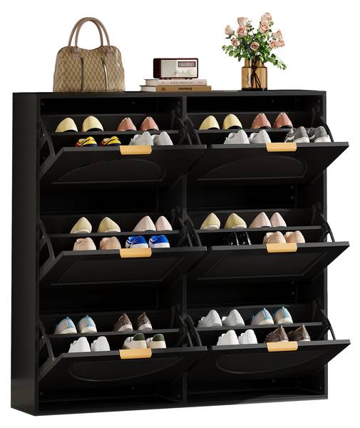 Schuhkipper SHEFLine Ⅲ Schwarz - Holzwerkstoff - 118 x 115 x 25 cm