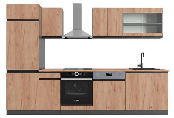 Küchenzeile R-Line 42942 Braun - Grau - Holzwerkstoff - 300 x 207 x 60 cm