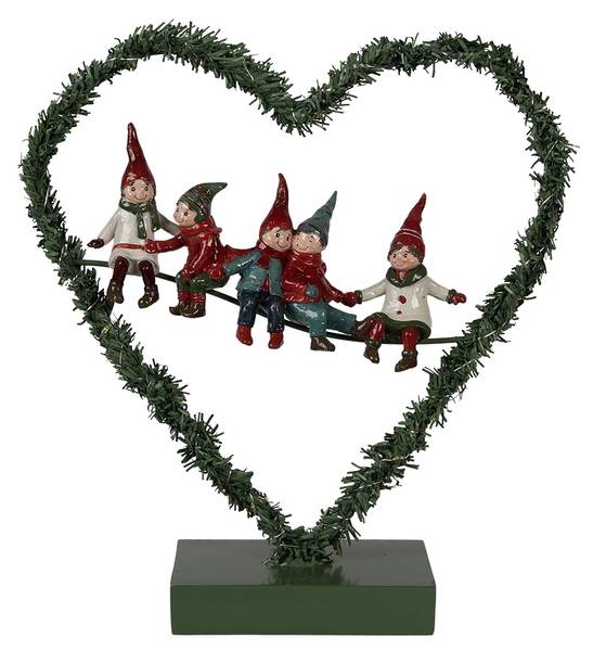 Decoratie Hart Xmas&Ethan groen - metaal - 9 x 28 x 26 cm