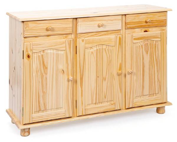 Sideboard mit drei Türen und drei Braun - Massivholz - 43 x 87 x 130 cm