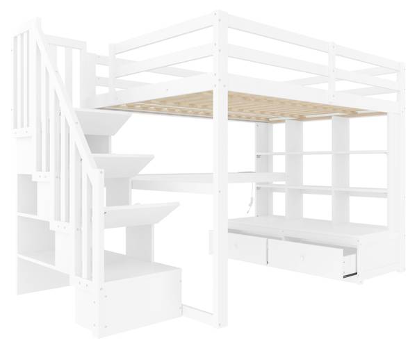 Hochbetten K-754 Weiß - Holzwerkstoff - 140 x 163 x 200 cm