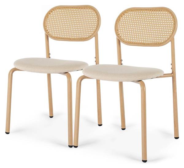 Rattan Esszimmerstühle TBASU 2er-Set Braun - Polyrattan - Massivholz - 48 x 81 x 45 cm