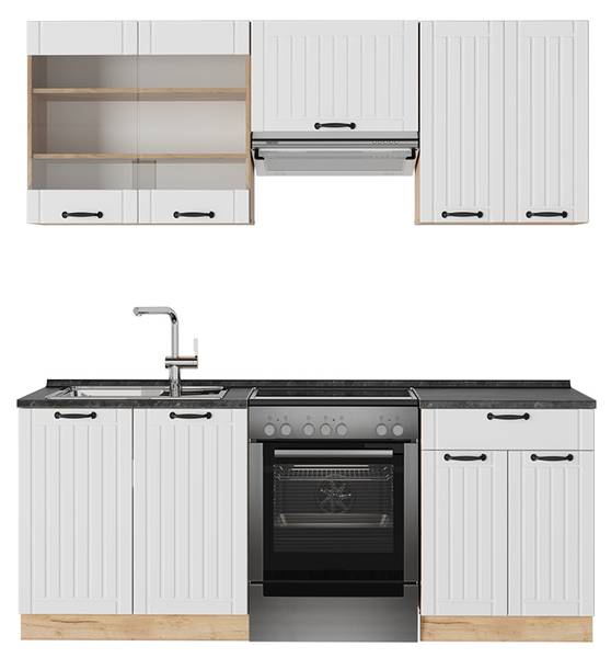 Keukeneenheid Fame Line 56890 set van 5 landelijke eikenhouten look - eikenhouten look - zuiver wit