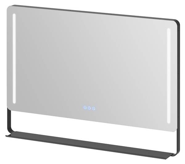 Badspiegel mit Ablage SCHORTENS Schwarz - Glas - 100 x 70 x 12 cm
