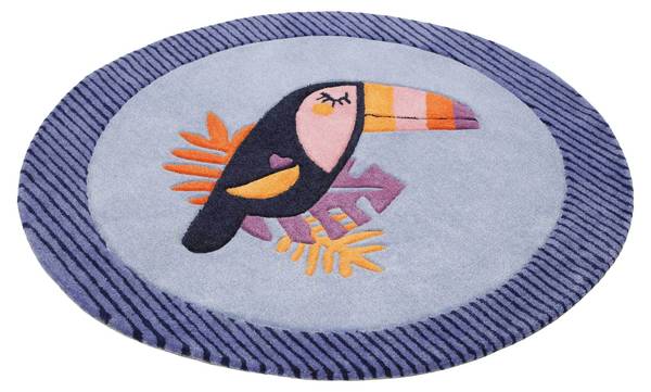 Kinderteppich E-Toucan Blau - Polyester - 100 x 2 x 100 cm