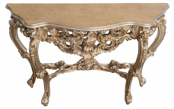 Console Haltafel BAROK II zilver - massief hout - 38 x 87 x 125 cm