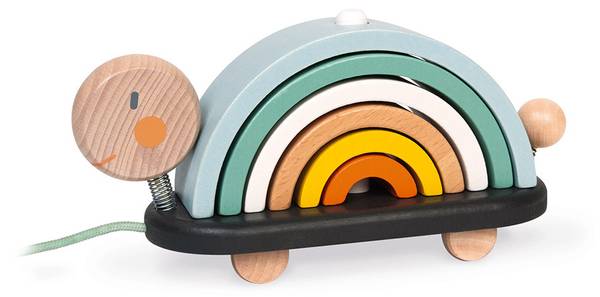 Süße Kokonregenbogenschildkröte Gelb - Massivholz - 14 x 26 x 9 cm
