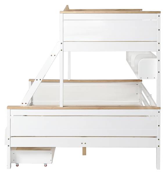Etagenbett Aura Ⅰ Braun - Weiß - Holzwerkstoff - Metall - Massivholz - 145 x 155 x 205 cm