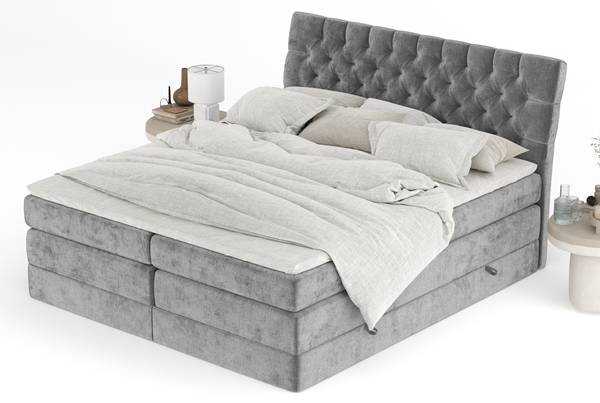 Boxspringbett Seraphine Grau - Liegefläche Breite: 140 cm