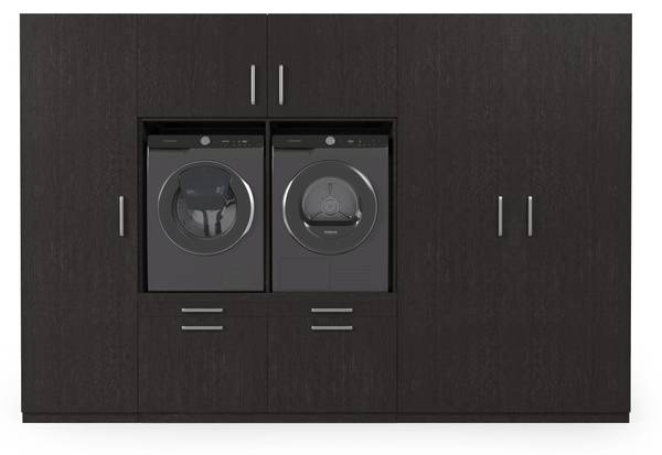 Waschmaschinenschrank Johannesburg Schwarz - Holzwerkstoff - 313 x 211 x 70 cm