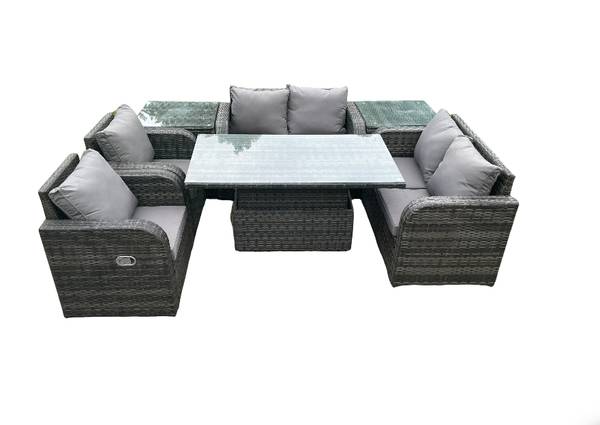 Gartensofa Set Lounge (7er-Set) Grau - Webstoff - Polyresin - 69 x 79 x 124 cm