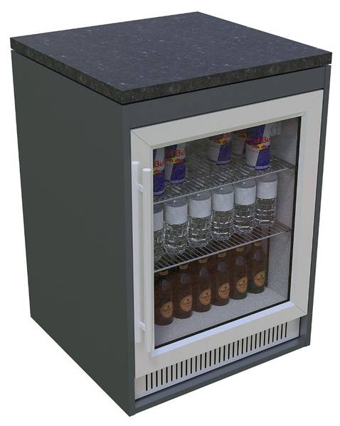 Outdoorküchenelement mit Kühlschrank EL Grau - Edelstahl - 63 x 95 x 64 cm