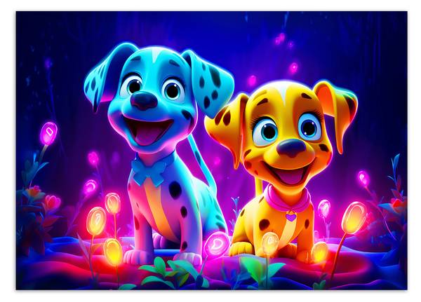 Fototapete Niedliche Neon Hunde 400 x 280 cm