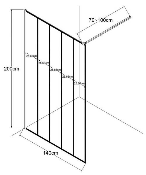Duschwand ATALIA II Tiefe: 140 cm