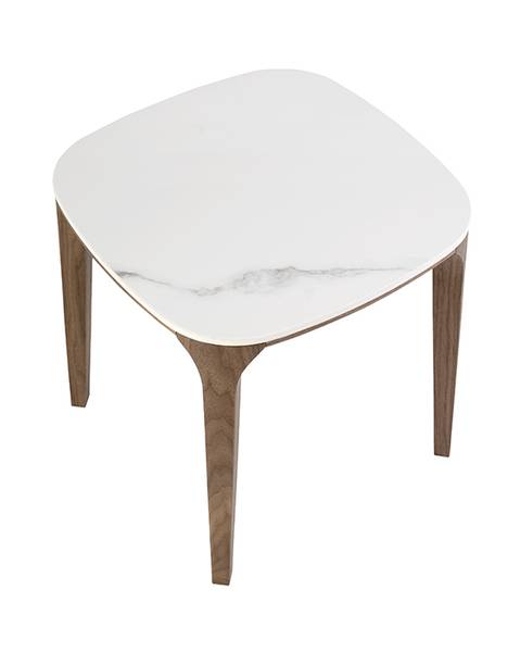 Table d'angle 2133 Blanc - Zinc - Marbre - 50 x 51 x 50 cm