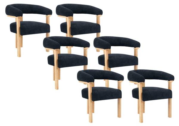 Stuhl LIVELIA 6er-Set Grau - Holz teilmassiv - 64 x 78 x 60 cm