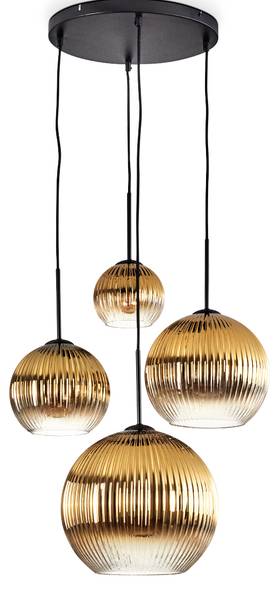 Pendelleuchte Cesaro Gold - Aluminium - Klarglas - 38 x 147 x 37 cm