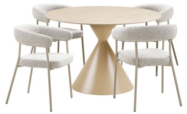 Essgruppe Elin Weiß - Metall - 120 x 75 x 120 cm