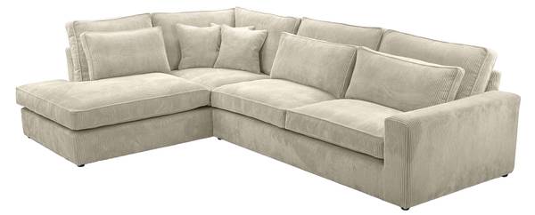 Ecksofa CAMBO Creme - Ecke davorstehend links - Ottomane davorstehend links