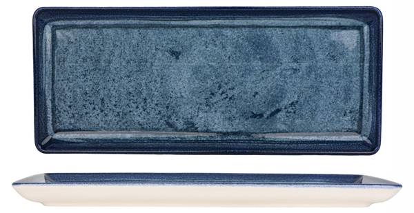 Serveerschaal Blue Stone  set van 2 blauw - porselein - 35 x 1 x 35 cm