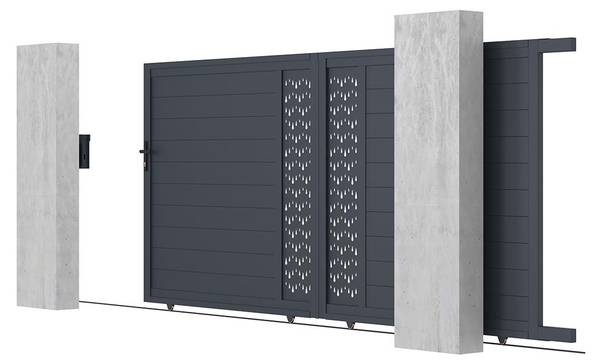 Schiebetor GREGOR Grau - Metall - 4 x 178 x 390 cm