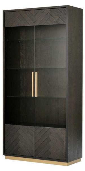 Vitrine SEVILLE Noir - Bois massif - 100 x 200 x 41 cm