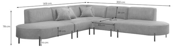 Ecksofa VALENCIA Hellgrau