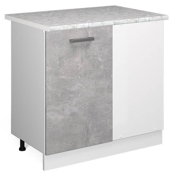 Eckschrank für Hausrat R-Line 41816 Beton Dekor - Reinweiß