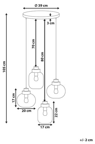 Hanglamp ZAYANDE goud - grijs - bamboe - 39 x 105 x 39 cm