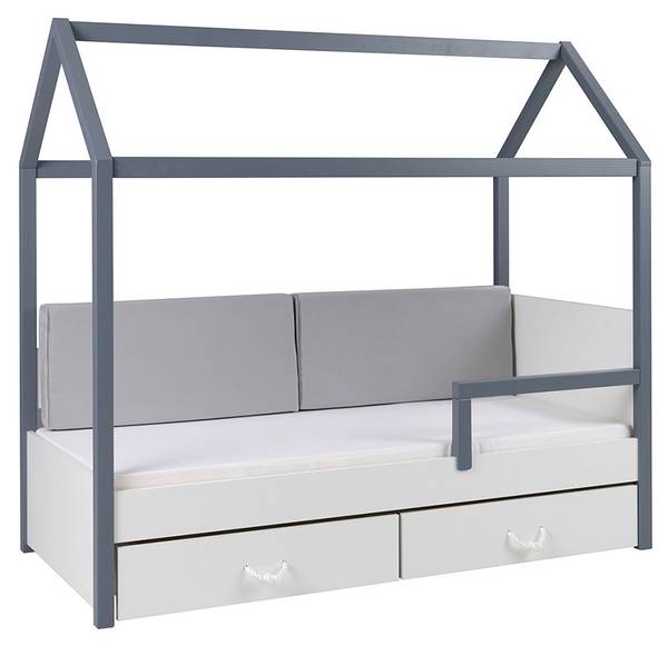 Hausbett Ofelia II Graphit - Weiß - 97 x 210 cm