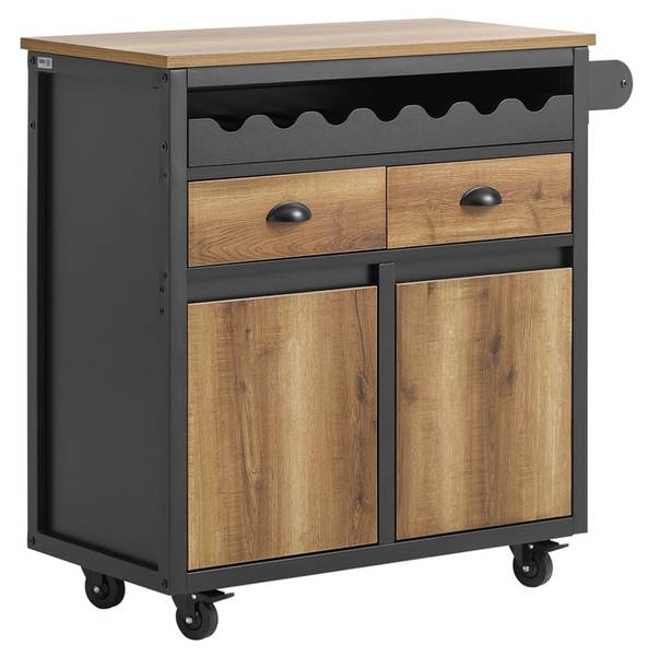 Küchenwagen FKW122-SCH Schwarz - Braun - Stahl - 40 x 87 x 89 cm