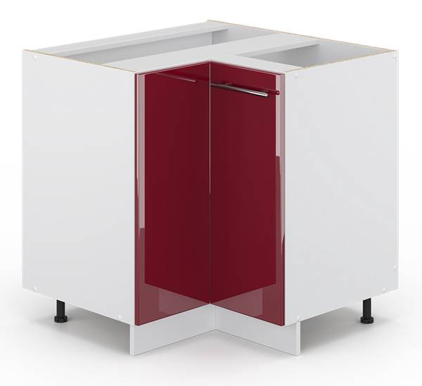 Eckunterschrank Fame-Line 34783 Hochglanz Bordeaux - Weiß