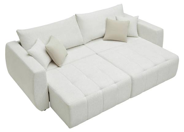 Schlafsofa BOLOGNA Weiß - Textil - 245 x 90 x 104 cm