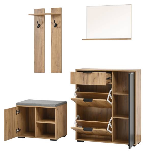 Garderobenset NaturSHEF Braun - Holzwerkstoff - 35 x 139 x 140 cm