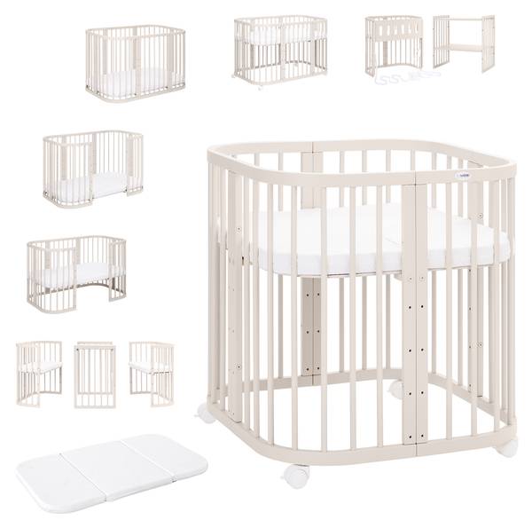 Babybett CLASSIC 7in1 2-tlg. Beige - Buche - 78 x 75 x 128 cm