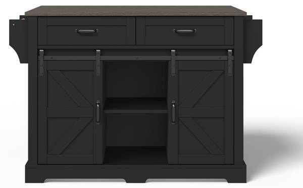 Küchenwagen WoodyEve Ⅲ Schwarz - Holzwerkstoff - 70 x 91 x 120 cm