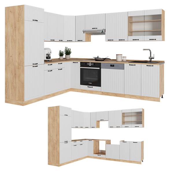 Eckküche Fame-Line 56938 Eiche Sand Dekor - Weiß