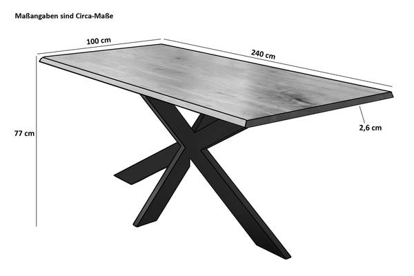 Esstisch POLLY Braun - 240 x 100 cm - Silber