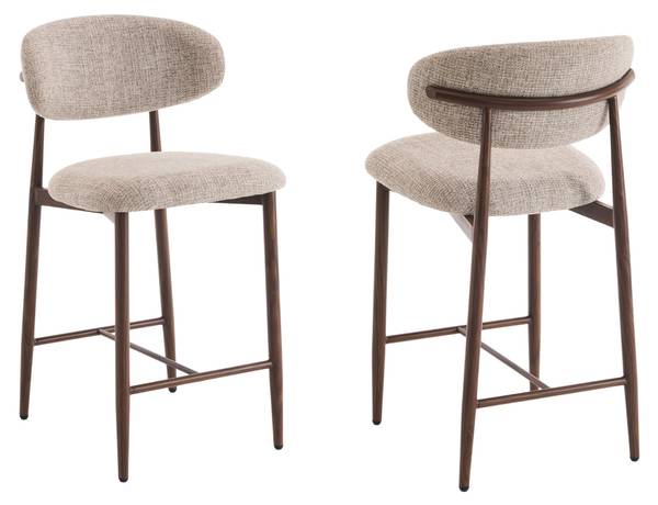 Barhocker Celia Santi 2er-set Taupe - Walnuss