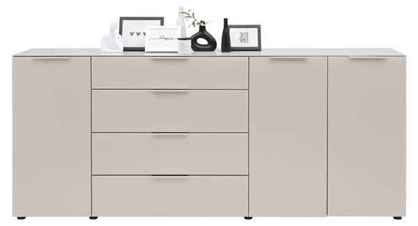 Sideboard SIENA Beige - Holzwerkstoff - Glas - 226 x 99 x 40 cm