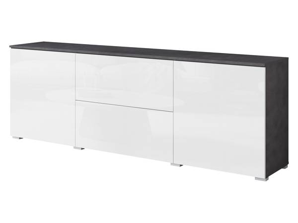 TV-Lowboard Vera Anthrazit - Glas Weiß