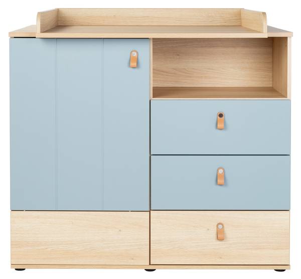 Wickelkommode Roofy mit Self-Soft-Close Braun - Grün - Holzverbundwerkstoff - 101 x 94 x 77 cm