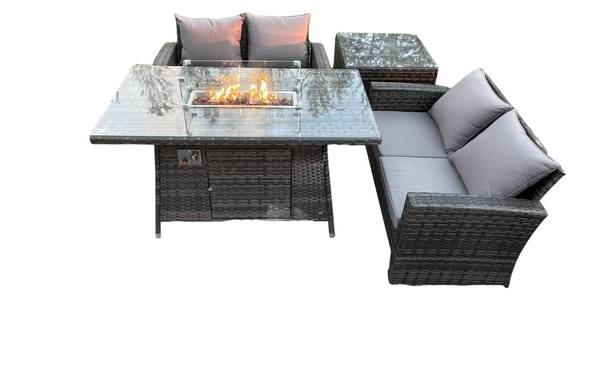 Gartenlounge Set Esstisch D(4r-Set) Grau - Webstoff - 80 x 70 x 140 cm