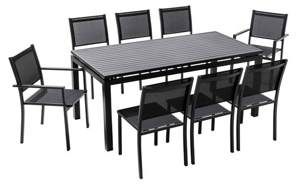 Gartenset Galilee Grau - Metall - 90 x 76 x 240 cm