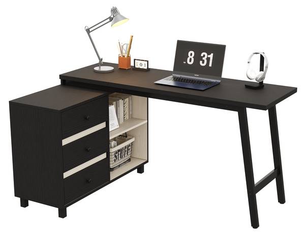 Bureau Eos Ⅴ zwart - plaatmateriaal op houtbasis - metaal - 100 x 76 x 150 cm