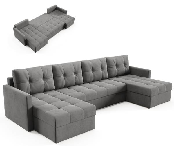 Ecksofa U OLIVIA DL Dunkelgrau