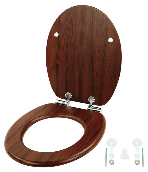 Abattant WC à fermeture douce Marron - Argenté